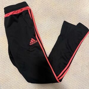 Adidas Kids Black Joggers with Pink Stripes